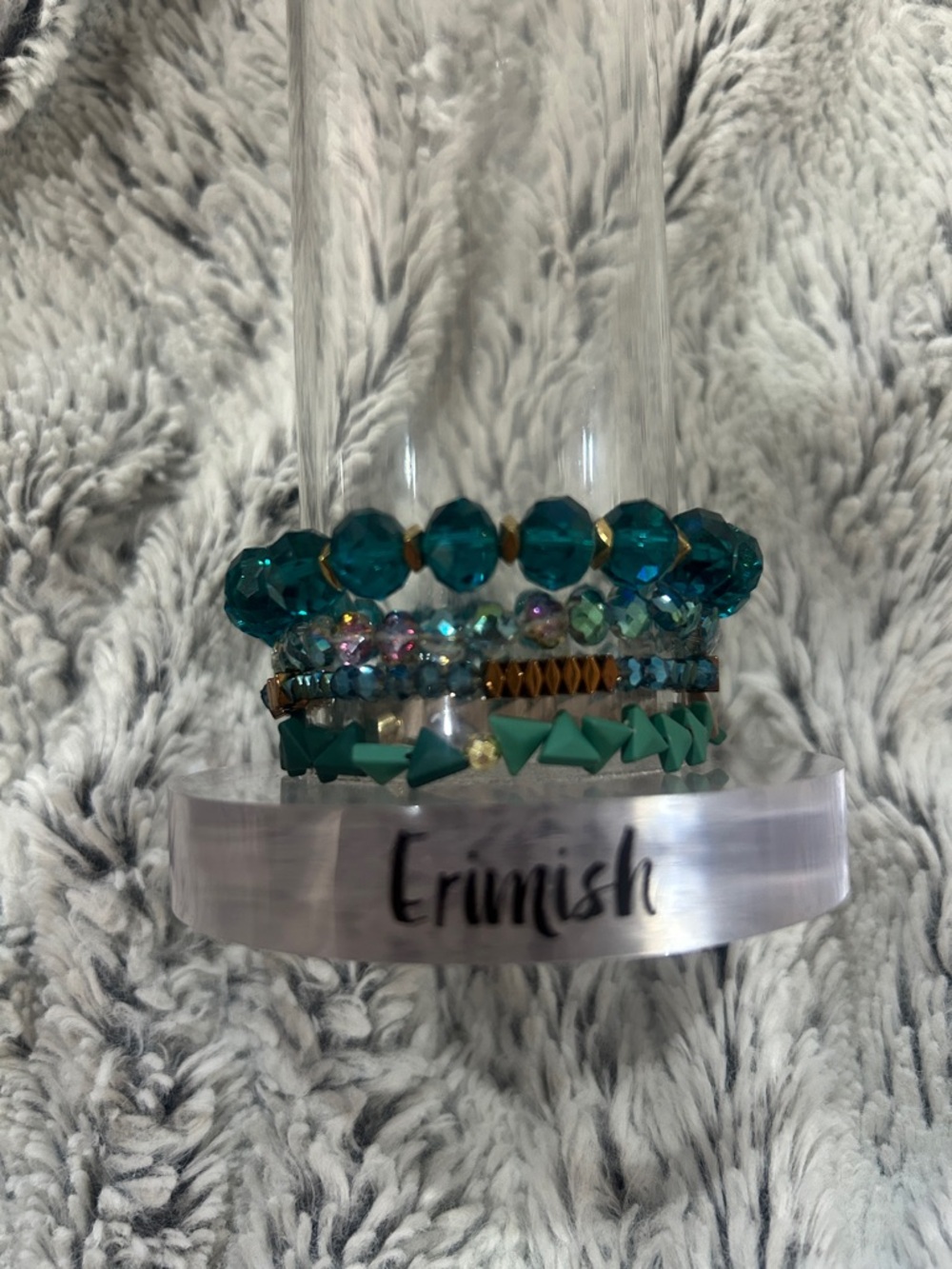 Erimish Teal and Gold Beaded Bracelet Stack